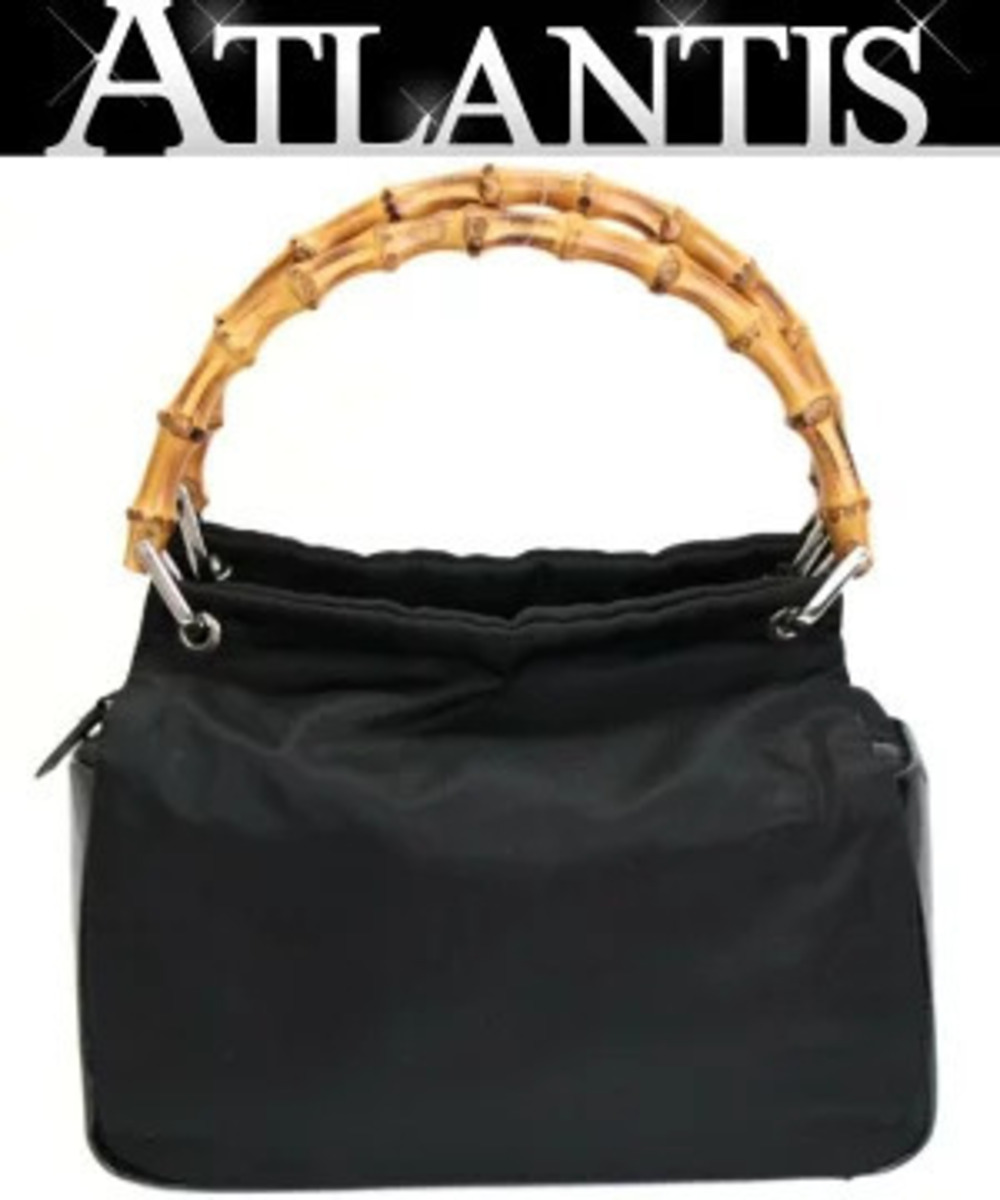 Gucci Bamboo Handbag Canvas Black
